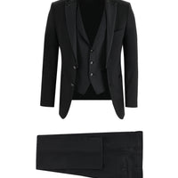 Black 7 Drop Slim Fit Narrow Cut Pointed Collar Vest Tuxedo & Groom Suit