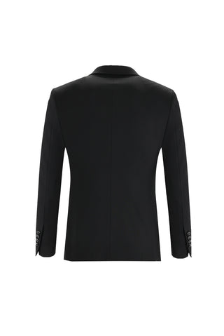  Siyah 7 Drop Slim Fit Dar Kesim Sivri Yaka Yelekli Smokin & Damatlık