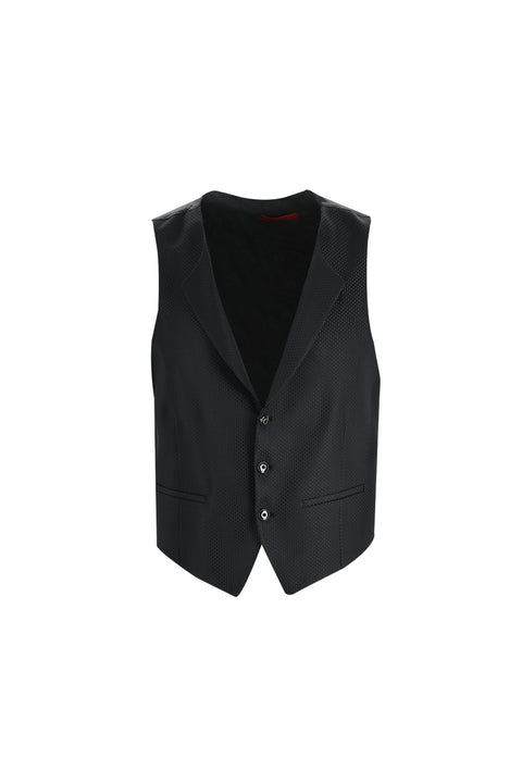 Black 7 Drop Slim Fit Narrow Cut Pointed Collar Vest Tuxedo & Groom Suit