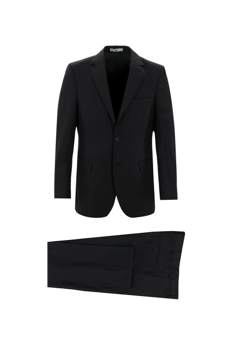 Black 6-Drop Regular Fit Standard Cut Wool Suit