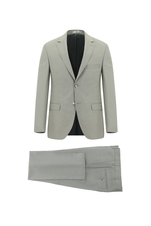Light Beige 7 Drop Slim Fit Patterned Suit