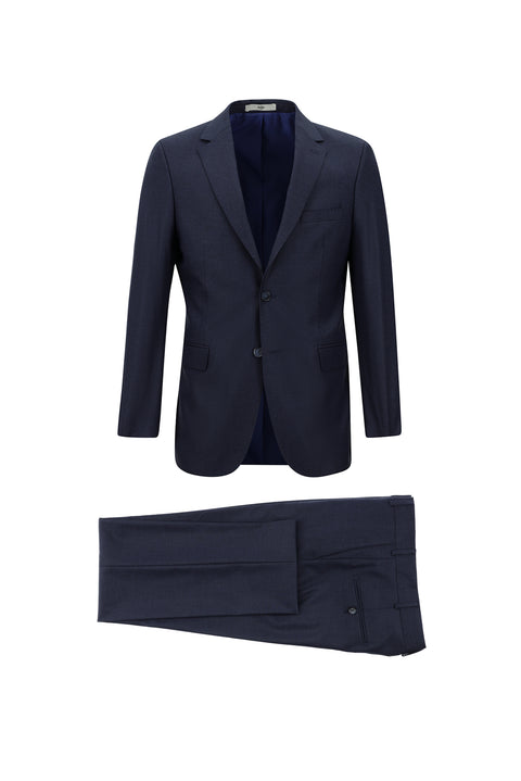 Dark Navy 6 Drop Regular Fit Standard Cut Patterned Suit