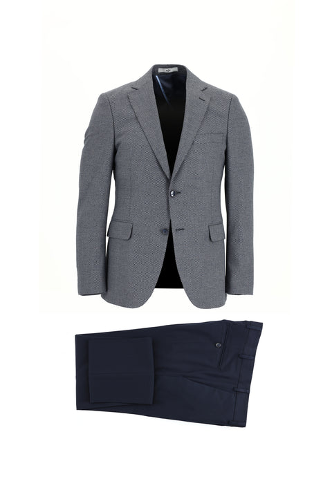 Light Navy Blue 7 Drop Slim Fit Narrow Cut Combination Suit