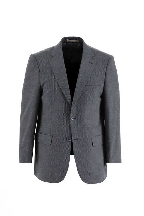 Dark Navy 4-Drop Relaxed Fit Wool Eyelet Suit
