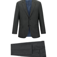 Orta Füme 4 Drop Relaxed Fit Rahat Kesim Yünlü Desenli Takım Elbise