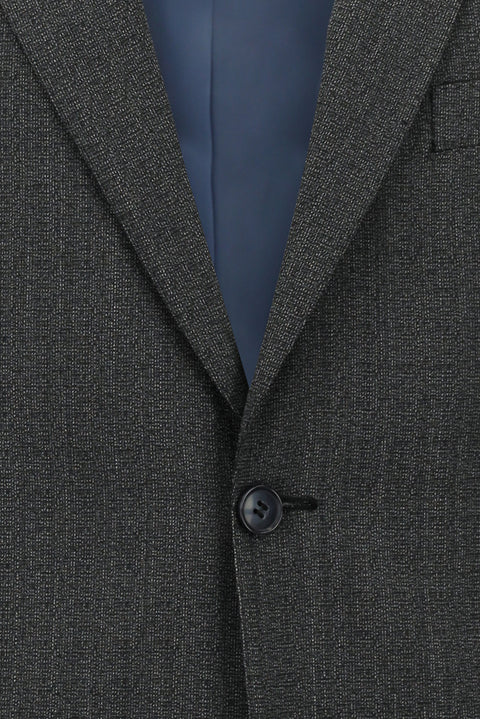 Orta Füme 4 Drop Relaxed Fit Rahat Kesim Yünlü Desenli Takım Elbise