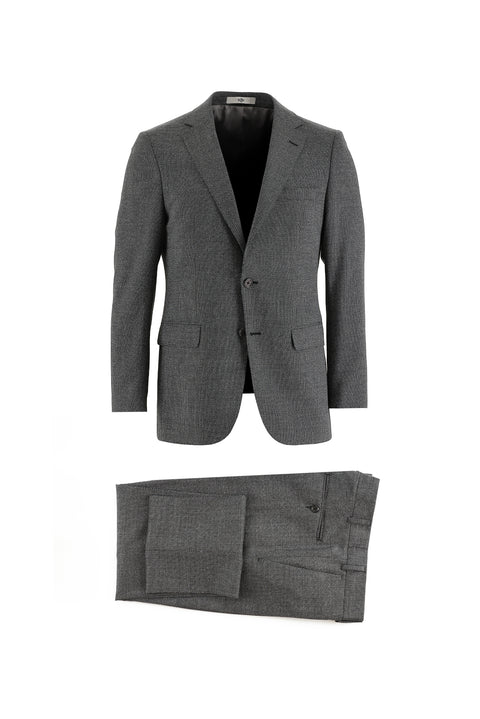 Black 6 Drop Regular Fit Standard Cut Wool Eyelet Suit