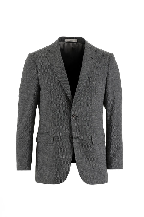 Black 6 Drop Regular Fit Standard Cut Wool Eyelet Suit