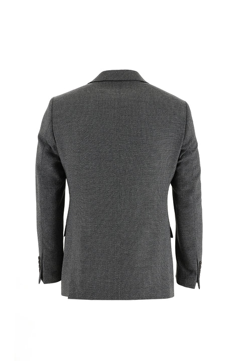 Black 7 Drop Slim Fit Eyelet Wool Suit