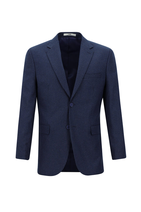 Medium Navy 7 Drop Slim Fit Striped Suit