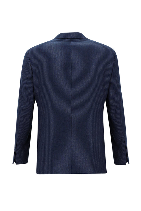 Medium Navy 7 Drop Slim Fit Striped Suit