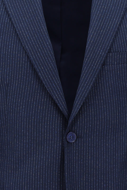 Medium Navy 7 Drop Slim Fit Striped Suit