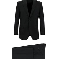 Black 6-Drop Regular Fit Standard Cut Wool Striped Suit
