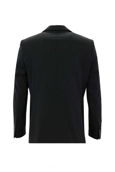 Black 6-Drop Regular Fit Standard Cut Wool Striped Suit