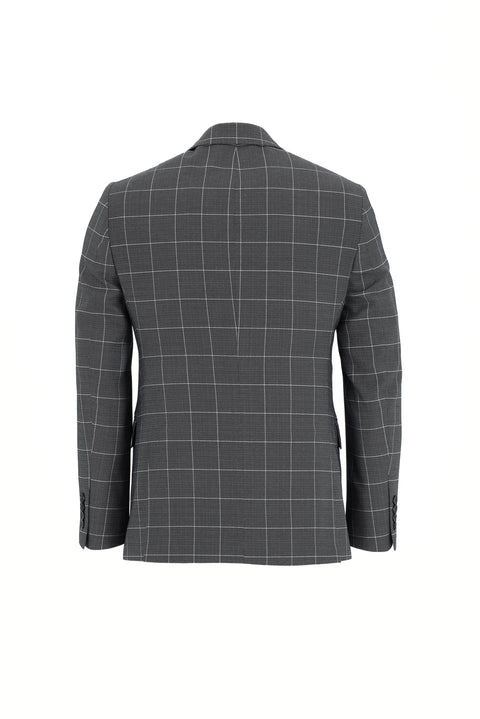 Koyu Lacivert 7 Drop Slim Fit Dar Kesim Kombinli Yelekli Kareli Takım Elbise