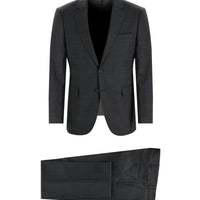 Medium Gray 7 Drop Slim Fit Narrow Cut Plaid Wool Suit