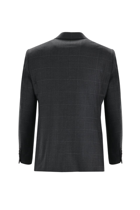 Medium Gray 6 Drop Regular Fit Standard Cut Wool Plaid Suit