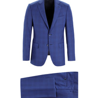 Blue 7 Drop Slim Fit Narrow Cut Wool Plaid Suit