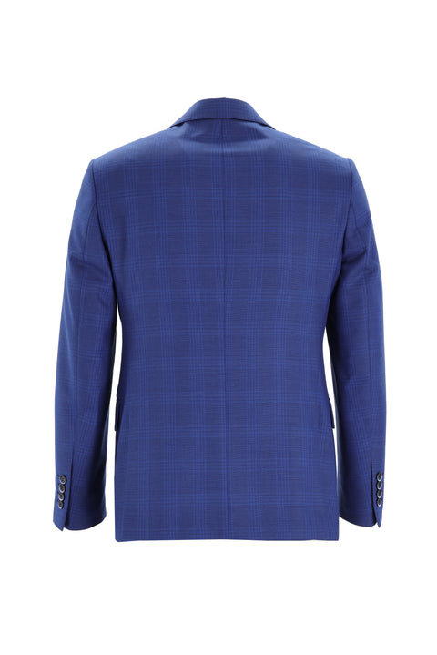 Blue 7 Drop Slim Fit Narrow Cut Wool Plaid Suit