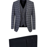 Medium Navy Blue 7 Drop Slim Fit Antibacterial Combination Suit