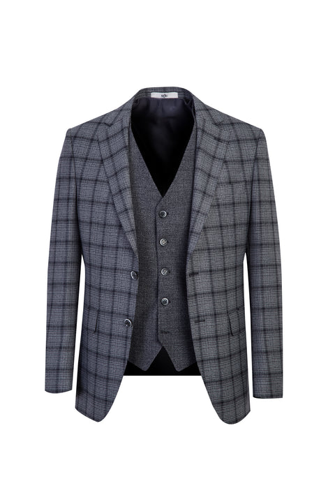 Medium Navy Blue 7 Drop Slim Fit Antibacterial Combination Suit