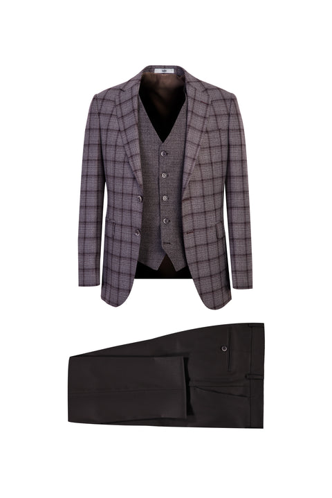 Dark Brown 7 Drop Slim Fit Antibacterial Combination Suit