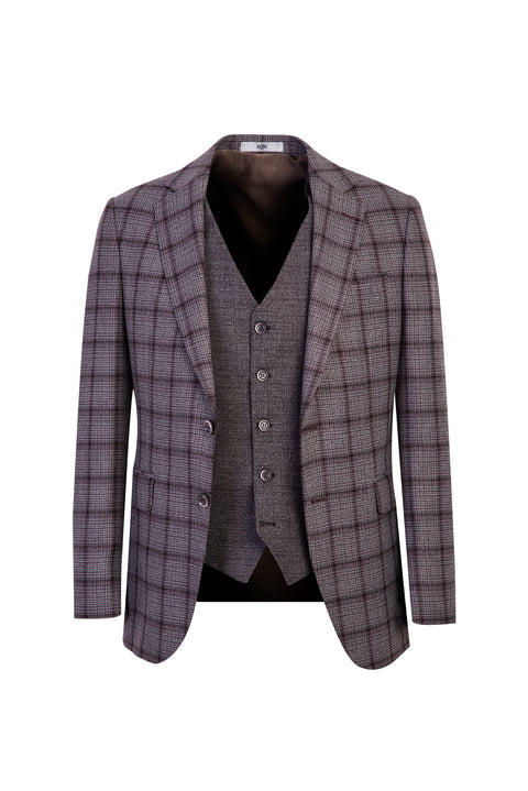 Dark Brown 7 Drop Slim Fit Antibacterial Combination Suit