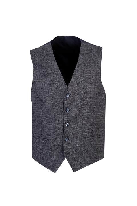 Dark Navy 7 Drop Slim Fit Narrow Cut Patterned Suit with Vest