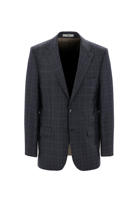 Koyu Füme 4 Drop Relaxed Fit Rahat Kesim Ekose Takım Elbise