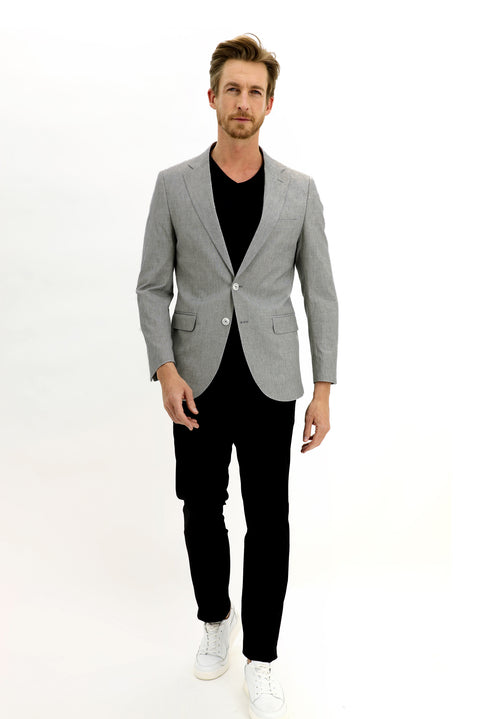Light Grey 6 Drop Regular Fit Standard Cut Classic Patterned Jacket