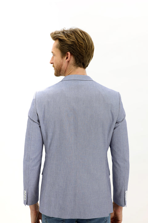Light Blue 7 Drop Slim Fit Classic Patterned Jacket