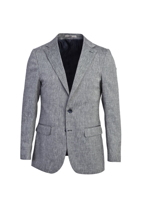 Light Navy Blue 6 Drop Regular Fit Classic Linen Blend Jacket