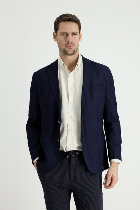 Dark Navy 6 Drop Regular Fit Linen Jacket