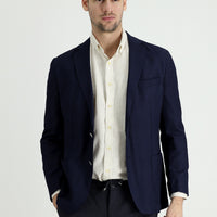 Dark Navy 7 Drop Slim Fit Linen Blend Jacket