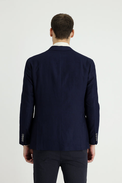 Dark Navy 6 Drop Regular Fit Linen Jacket