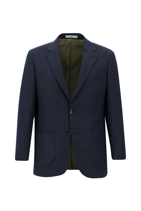 Medium Navy 4 Drop Relaxed Fit Patterned Jacket