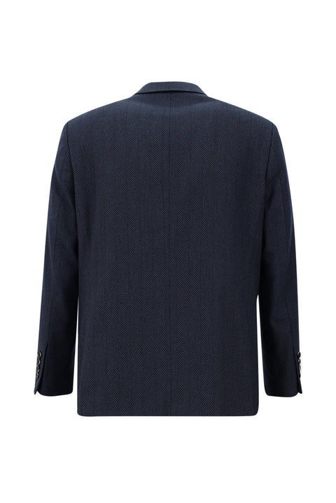 Medium Navy 6 Drop Regular Fit Standard Cut Herringbone Jacket