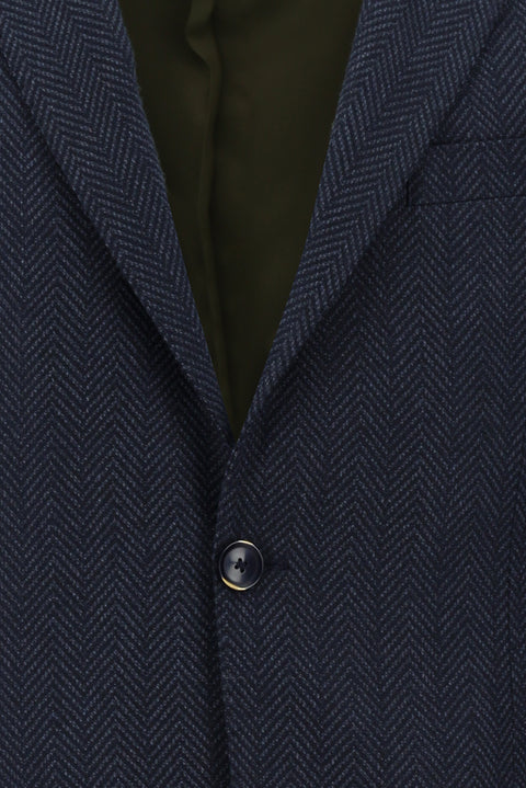 Medium Navy 6 Drop Regular Fit Standard Cut Herringbone Jacket