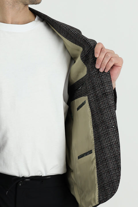 Black 6 Drop Regular Fit Patterned Jacket