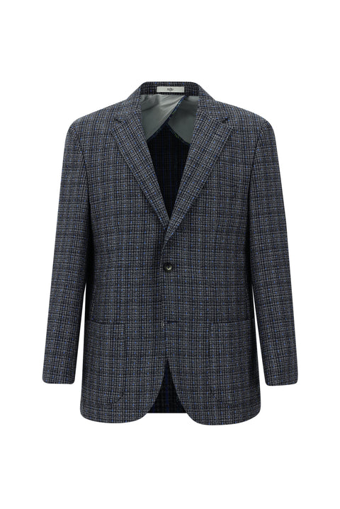 Dark Navy 6 Drop Regular Fit Plaid Jacket