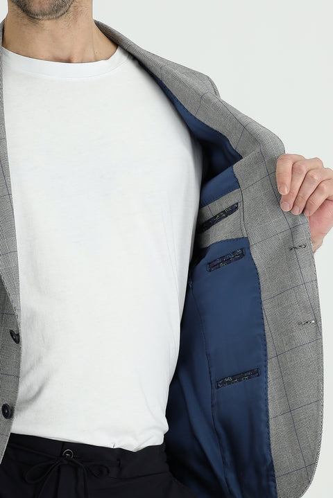 Siyah 6 Drop Regular Fit Standart Kesim Ekose Ceket