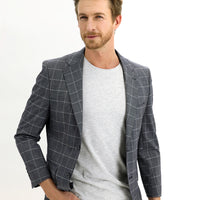 Black 6 Drop Regular Fit Plaid Jacket