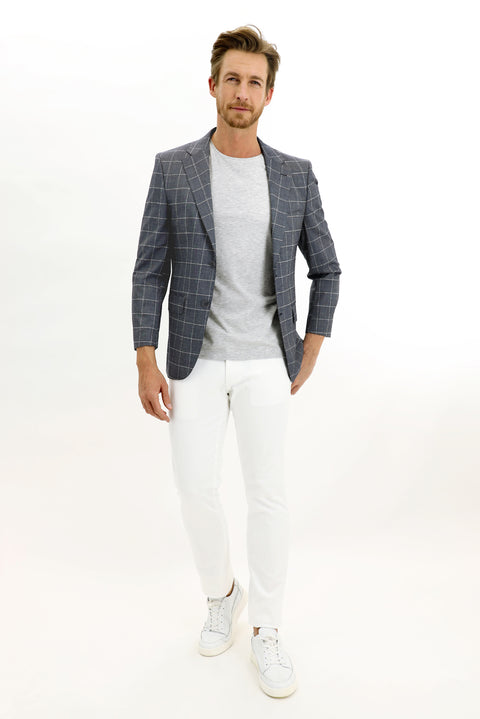 Black 6 Drop Regular Fit Plaid Jacket