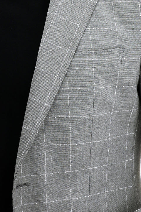 Light Grey 7 Drop Slim Fit Plaid Jacket