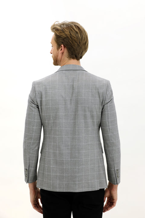 Light Grey 7 Drop Slim Fit Plaid Jacket