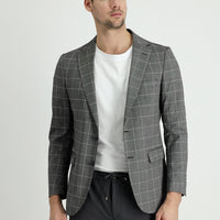 Medium Grey 7 Drop Slim Fit Plaid Jacket