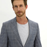 Dark Blue 7 Drop Slim Fit Plaid Jacket