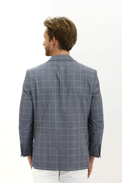 Dark Blue 6 Drop Regular Fit Plaid Jacket