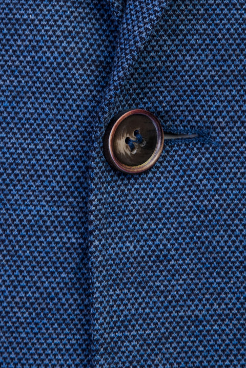 Light Navy Blue 7 Drop Slim Fit Eyelet Cotton Jacket