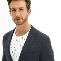 Dark Navy 7 Drop Slim Fit Eyelet Cotton Jacket